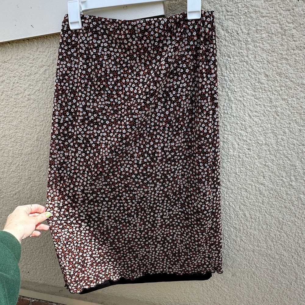 2-Layer midi mesh floral skirt